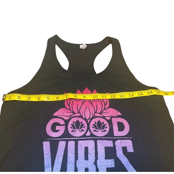 Good Vibes Only Women’s Racerback Tank Top Size XL By Next Level Black Pink Blue - Picture 5 of 8